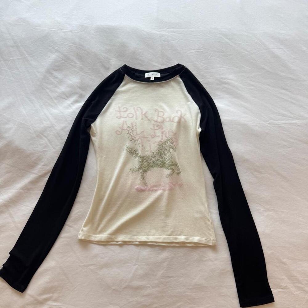Cream black long sleeve